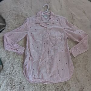 Old Navy Pink Striped Button Up Shirt